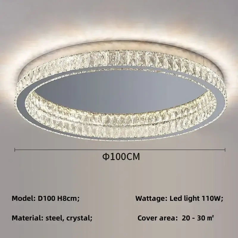 Modern chrome crystal led ceiling light living room dimmable lamp