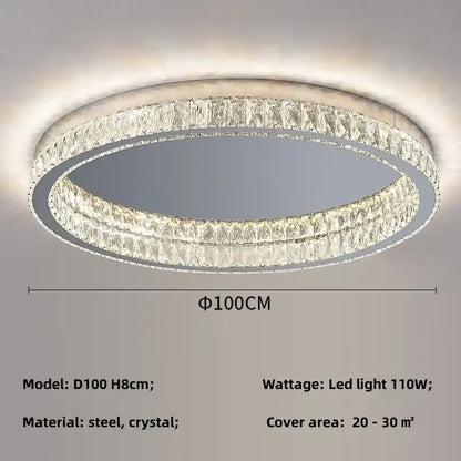 Modern chrome crystal led ceiling light living room dimmable lamp