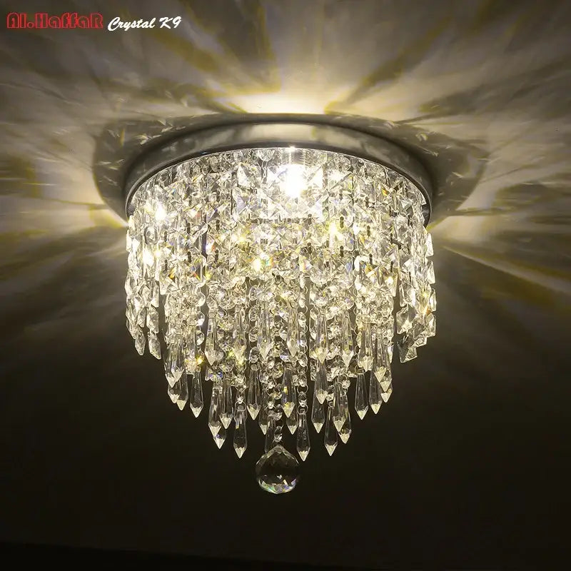 Modern chrome crystal led ceiling light living room sparkling chandelier