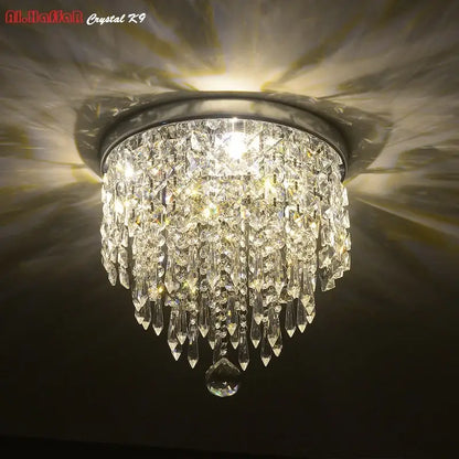 Modern chrome crystal led ceiling light living room sparkling chandelier