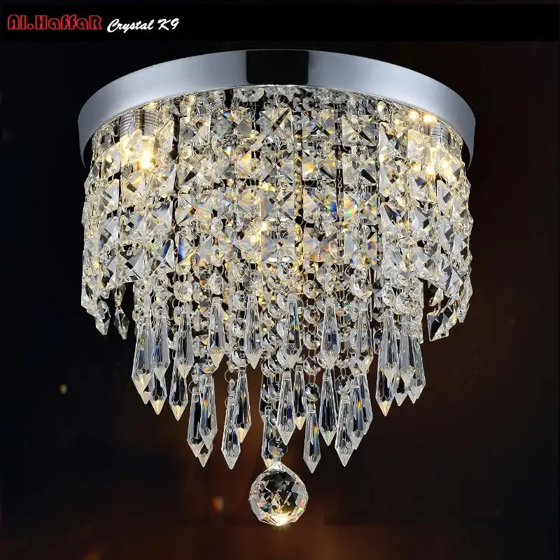 Modern chrome crystal led ceiling light living room sparkling chandelier