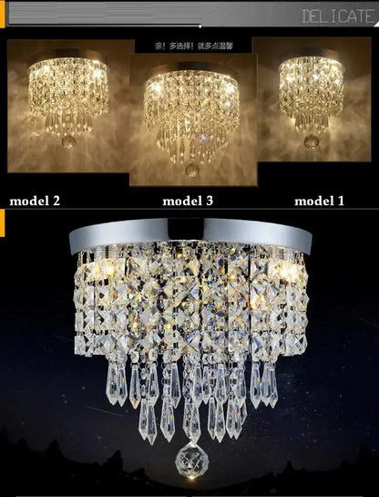Modern chrome crystal led ceiling light living room sparkling chandelier