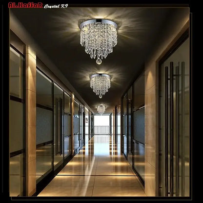 Modern chrome crystal led ceiling light living room sparkling chandelier
