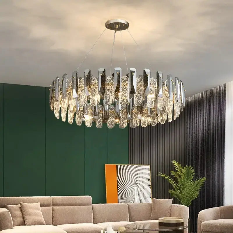 Modern chrome crystal led chandelier bedroom pendant light