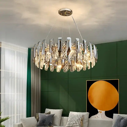 Modern chrome crystal led chandelier bedroom pendant light