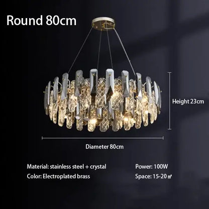 Modern chrome crystal led chandelier bedroom pendant light