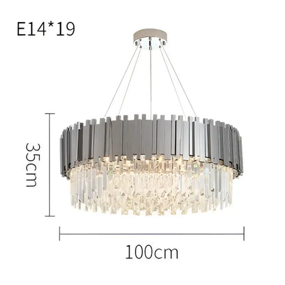 Modern chrome crystal led chandelier suspension lighting foyer