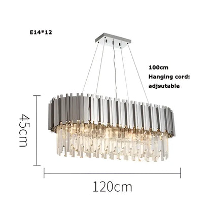 Modern chrome crystal led chandelier suspension lighting foyer
