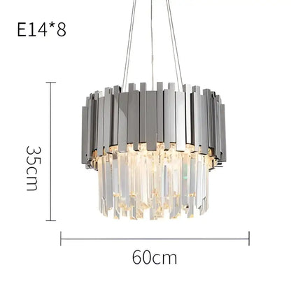 Modern chrome crystal led chandelier suspension lighting foyer