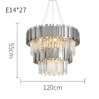 Modern chrome crystal led chandelier suspension lighting foyer