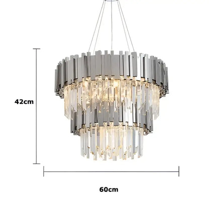 Modern chrome crystal led chandelier suspension lighting foyer