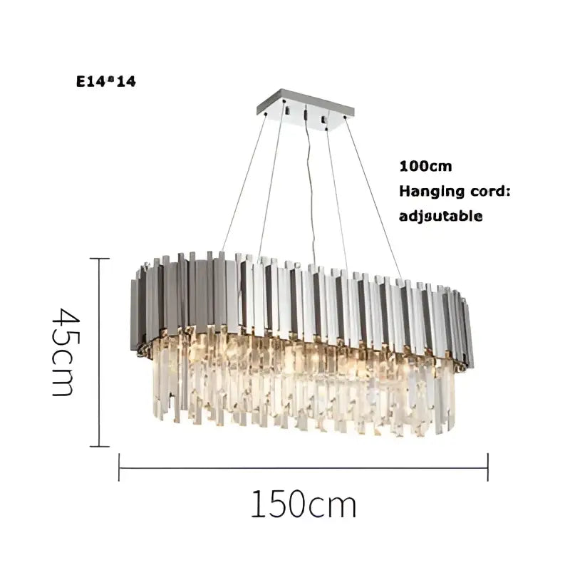 Modern chrome crystal led chandelier suspension lighting foyer