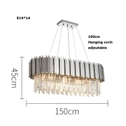 Modern chrome crystal led chandelier suspension lighting foyer