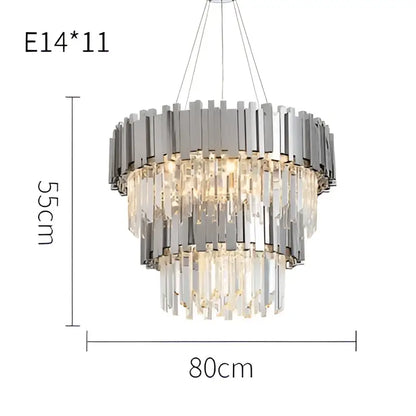 Modern chrome crystal led chandelier suspension lighting foyer
