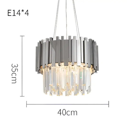 Modern chrome crystal led chandelier suspension lighting foyer