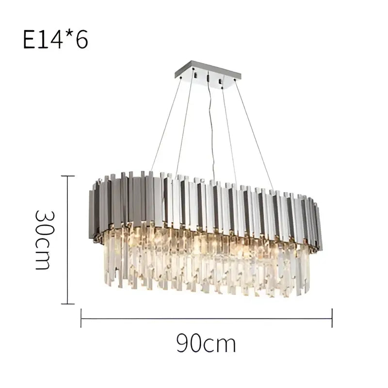 Modern chrome crystal led chandelier suspension lighting foyer