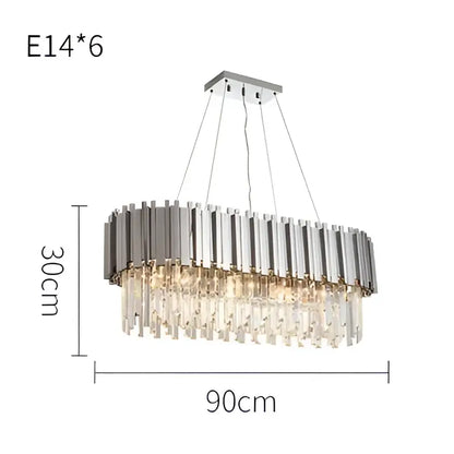 Modern chrome crystal led chandelier suspension lighting foyer