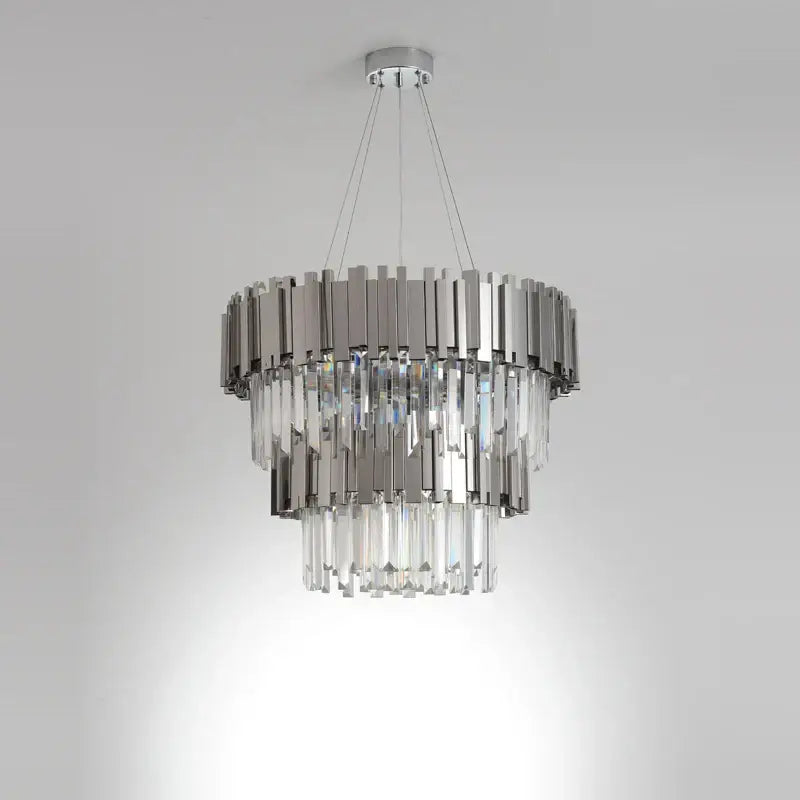 Modern chrome crystal led chandelier suspension lighting foyer