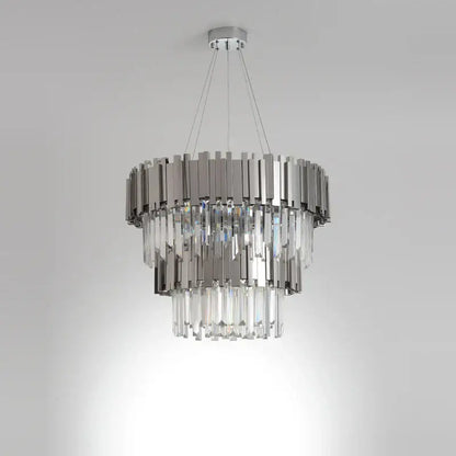 Modern chrome crystal led chandelier suspension lighting foyer