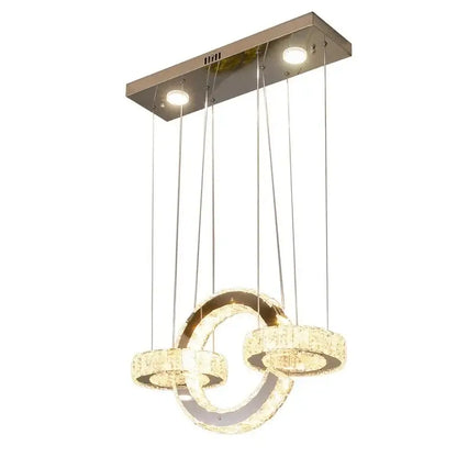 Modern chrome crystal led circle rings chandelier for bedroom