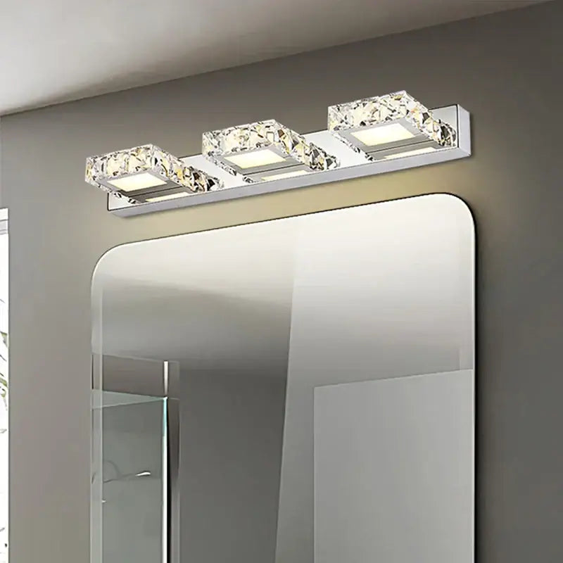 Modern chrome crystal led mirror light bathroom sconce