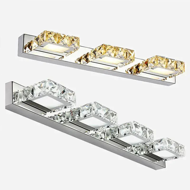 Modern chrome crystal led mirror light bathroom sconce
