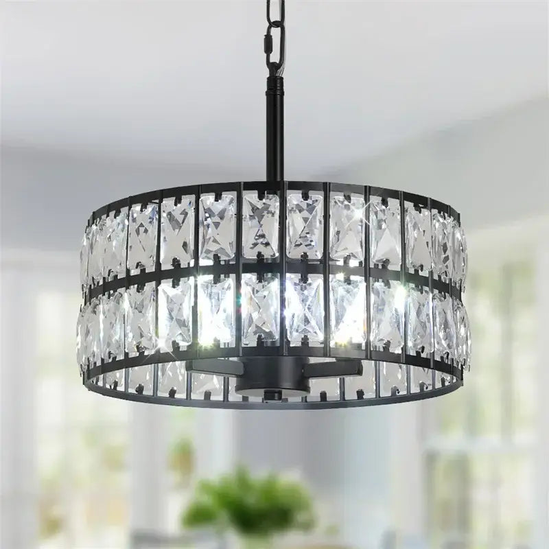 Modern chrome crystal led pendant chandelier for dining room