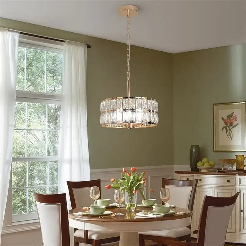 Modern chrome crystal led pendant chandelier for dining room