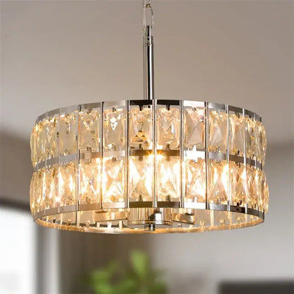 Modern chrome crystal led pendant chandelier for dining room