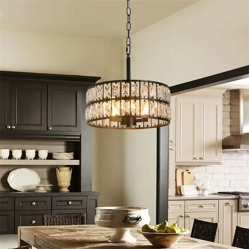 Modern chrome crystal led pendant chandelier for dining room