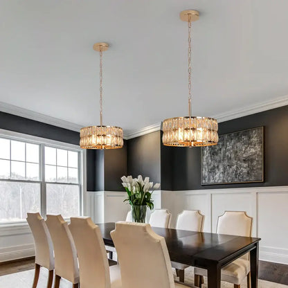 Modern chrome crystal led pendant chandelier for dining room