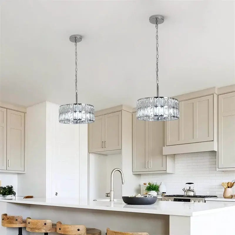 Modern chrome crystal led pendant chandelier for dining room
