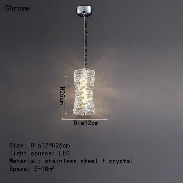 Modern chrome crystal led pendant – dining room chandelier