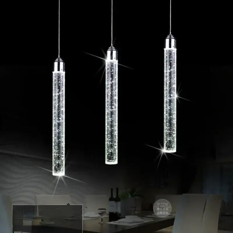 Modern chrome crystal led pendant light dining room trio