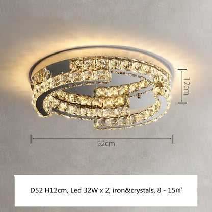 Modern chrome crystal led pendant lights dining room double ring fixtures