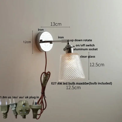Modern chrome crystal led wall light bedroom sconce