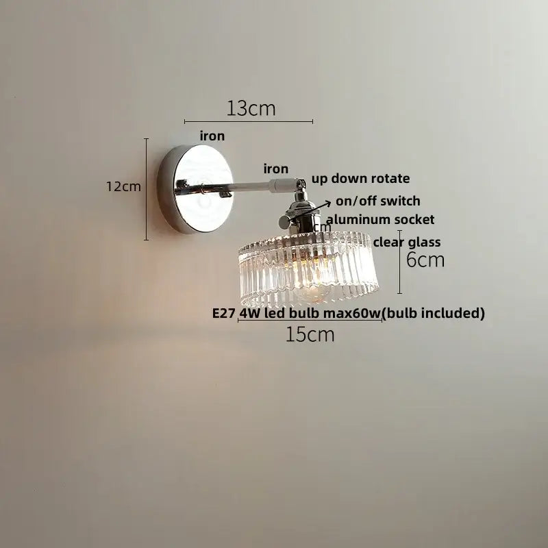 Modern chrome crystal led wall light bedroom sconce