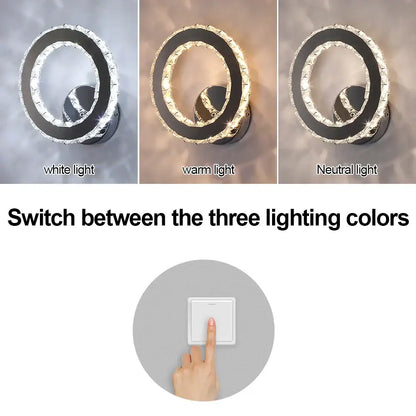 Modern chrome crystal led wall sconce living room light