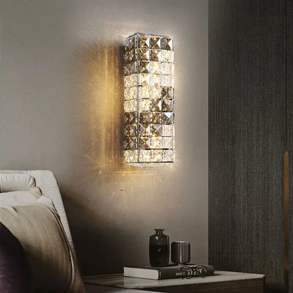 Modern chrome crystal mosaic wall lamp bedroom led lighting