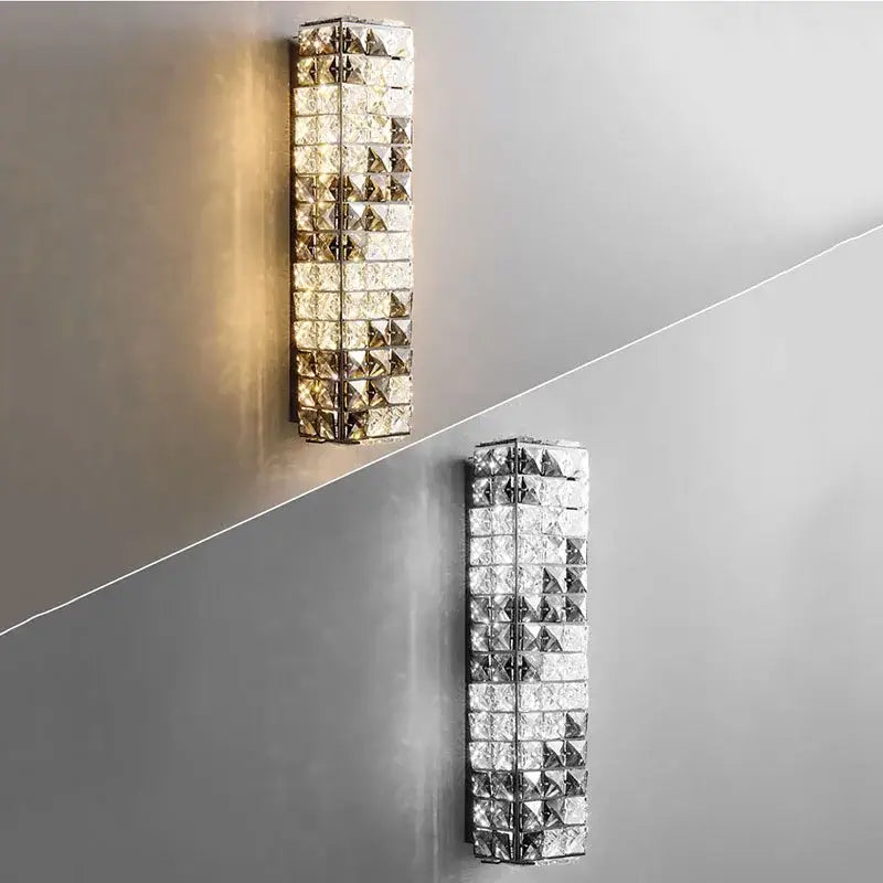 Modern chrome crystal mosaic wall lamp bedroom led lighting
