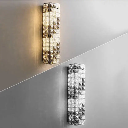 Modern chrome crystal mosaic wall lamp bedroom led lighting