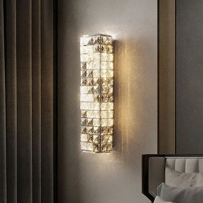 Modern chrome crystal mosaic wall lamp bedroom led lighting