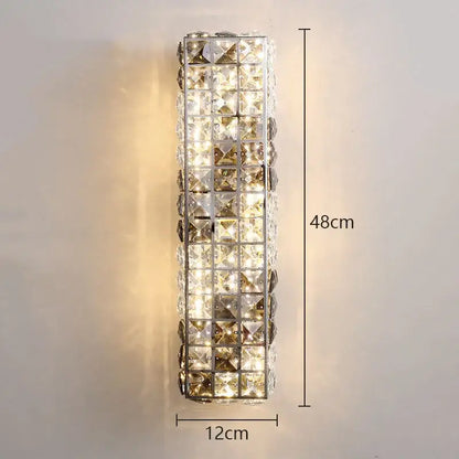 Modern chrome crystal mosaic wall lamp bedroom led lighting