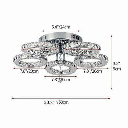 Modern chrome crystal nordic led ceiling chandelier living room flower