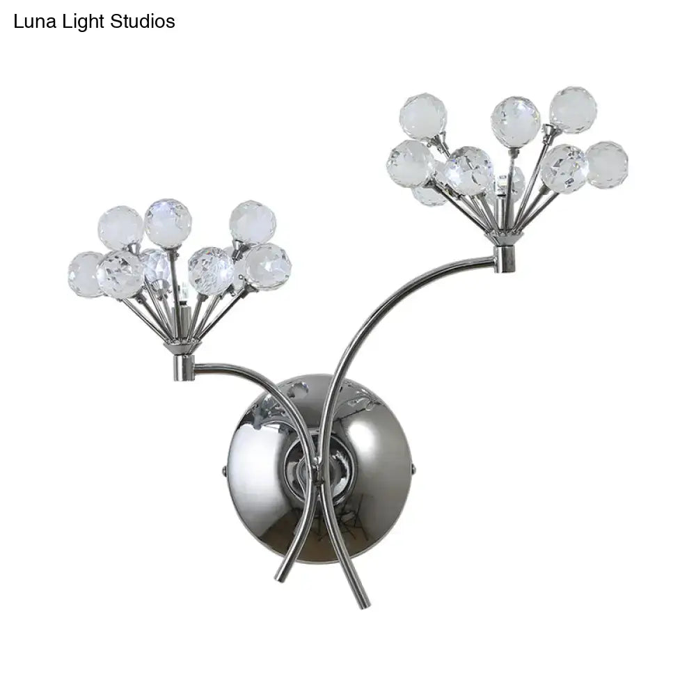 Modern chrome crystal orb light fixture living room direct wired electric