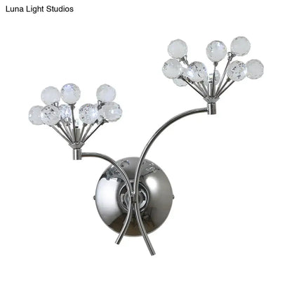 Modern chrome crystal orb light fixture living room direct wired electric