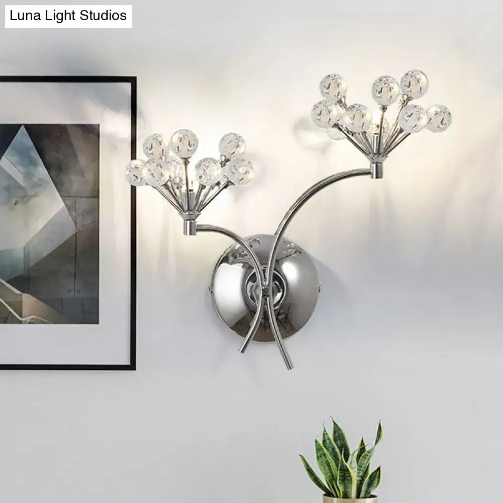 Modern chrome crystal orb light fixture living room direct wired electric