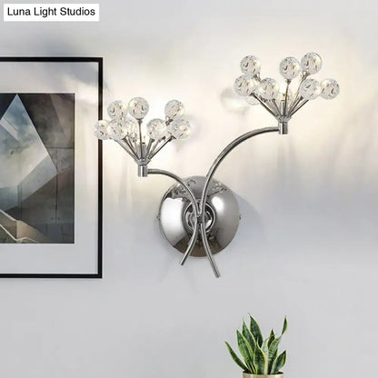 Modern chrome crystal orb light fixture living room direct wired electric