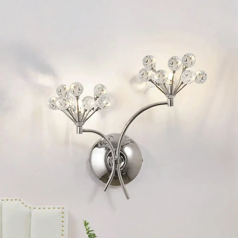 Modern chrome crystal orb light fixture living room direct wired electric