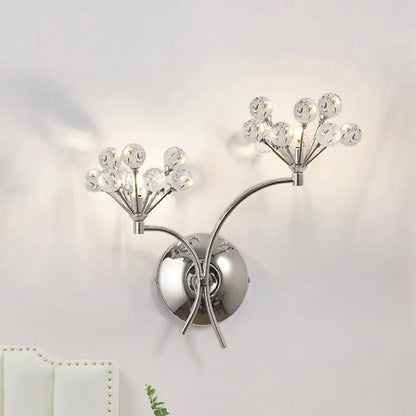 Modern chrome crystal orb light fixture living room direct wired electric